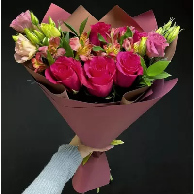 bouquet 971: Розы Pink Floyd, альстромерии, лизиантусы