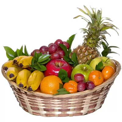 Корзина с фруктами: Сезонные фрукты 5кг, оформление