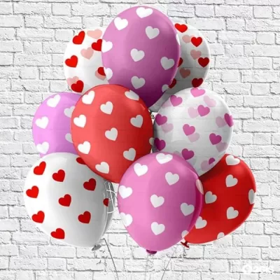 balloons 888: Белые, розовые и красные шарики с сердечками